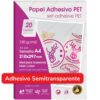 Papel Autoadhesivo, Semitransparente, Brillante (Glossy), Tamaño A4, PET, para Imprimir, 120 g-m²