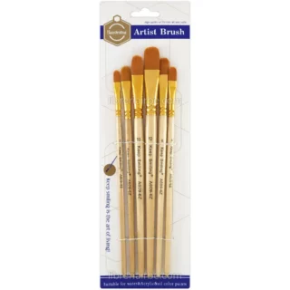 Pinceles Punta Lengua de Gato, para Pintar con Acuarelas, Óleos y Acrílicos, Set de 6 Piezas