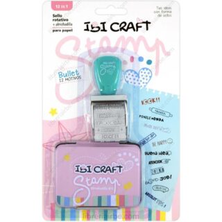 Sello Rotativo para Papel + Almohadilla – IBI CRAFT Stamp – 12 en 1 – Motivos para Bullet Journal