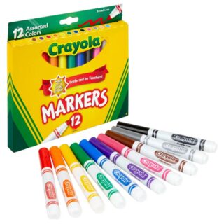 Marcadores Crayola Punta Conica Grande Broad Line Caja de 12 Colores Vista Librería IRBE Cochabamba Bolivia