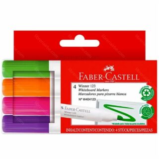 Marcadores de Agua, para Pizarra Blanca, Faber-Castell Winner 123, Set de 4 Piezas