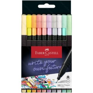 Micropuntas Triangulares Faber-Castell Grip Finepen, Punta de 0.4 mm, Set de 10 Colores Pastel