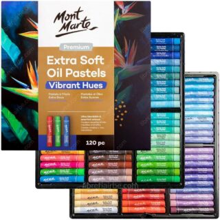 Pasteles al Óleo Extra Suaves, Mont Marte Premium, Caja de 120 Colores - Tonos Vibrantes