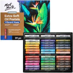 Pasteles al Óleo Extra Suaves, Mont Marte Premium, Caja de 39 Colores - Tonos Vibrantes
