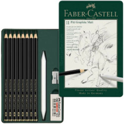 Set de Dibujo con Lápices Faber-Castell Pitt Graphite Matt, Estuche de Metal de 11 Piezas