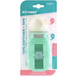 Dispensador Mini, Cortador, Despachador de Cinta, Motarro, Colores Pastel + 1 Rollo de Cinta Adhesiva - Verde