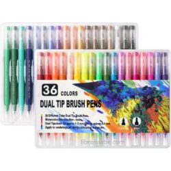 Marcadores Doble Punta (Pincel y Micropunta), Dual Tip Brush Pens, Mezclables, Paquete de 36 Colores