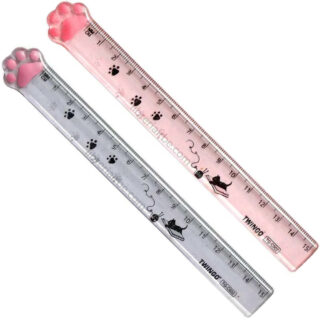 Regla de 15 cm, de Plástico, Transparente, con Forma de Patita de Gatito, Kawaii, TWINGO