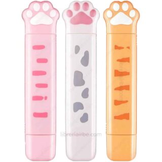 Corrector en Cinta y Cinta Adhesiva Doble Cara, 2 en 1, con Forma de Patitas de Gatitos, TWINGO