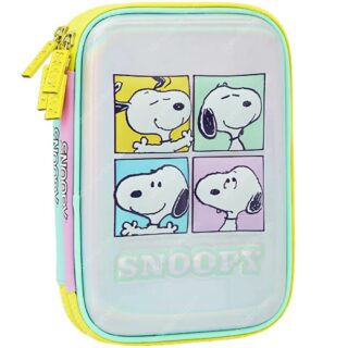 Estuchera de 2 Cierres, con Compartimentos y Ligas, Mooving 2024 Doble EVA Snoopy