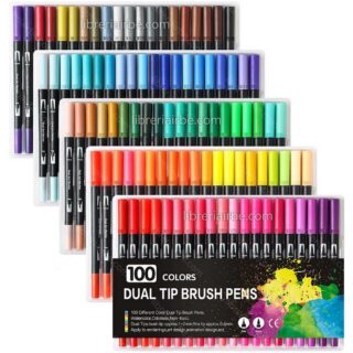 Marcadores Doble Punta (Pincel y Micropunta), Dual Tip Brush Pens, Mezclables, Paquete 100 Colores