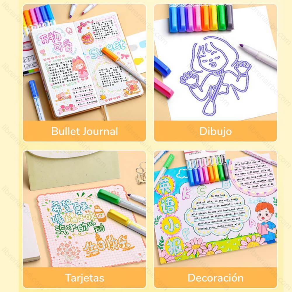 Marcadores Metálicos Plateados con Borde, Contorno de Color, LINE PAINTER MARKER, Set de 8 Colores - Imagen 4