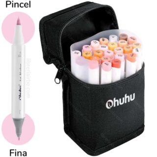 Marcadores Ohuhu, a Base de Alcohol, Doble Punta (Pincel y Fina), Set de 24 Colores Piel