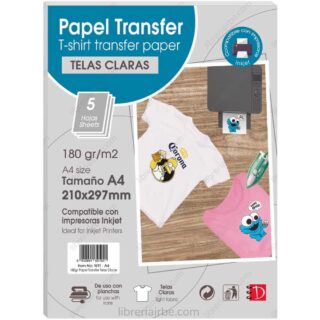 Papel Transfer para Telas Claras, Tamaño A4, para Imprimir, 180 g