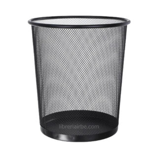 Bote, Basurero de Oficina, Escritorio, Redondo, de Malla de Metal, TALBOT, Negro - 28.3 cm
