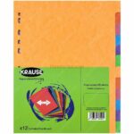 Separadores de Cartulina, de Colores, para Hojas Tamaño Carta / A4, KRAUSE, Paquete de 12 Piezas