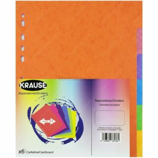 Separadores de Cartulina, de Colores, Tamaño Carta - A4 KRAUSE, Paquete de 6 Piezas