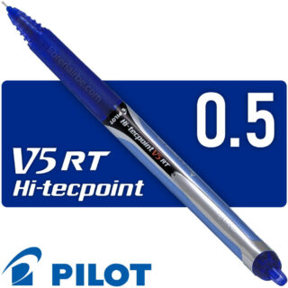 Bolígrafo Retráctil, Micropunta de Tinta Líquida, Punta de 0.5 mm, PILOT V5 Hi-Tecpoint - Azul