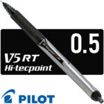 Bolígrafo Retráctil, Micropunta de Tinta Líquida, Punta de 0.5 mm, PILOT V5 Hi-Tecpoint - Negro