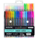 Bolígrafos, Micropuntas de Tinta Gel Pastel, Punta de 1.0 mm, Zuixua neon color, Estuche de 36