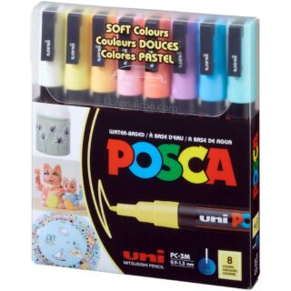 Marcadores uni-POSCA PC-3M (Punta Fina 0.9 - 1.3 mm), en Estuche, Set de 8 Colores Pastel