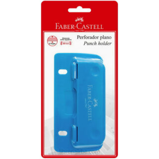 Perforador Plano, Portátil, de 2 Orificios, Capacidad para 2 Hojas, Faber-Castell - Celeste