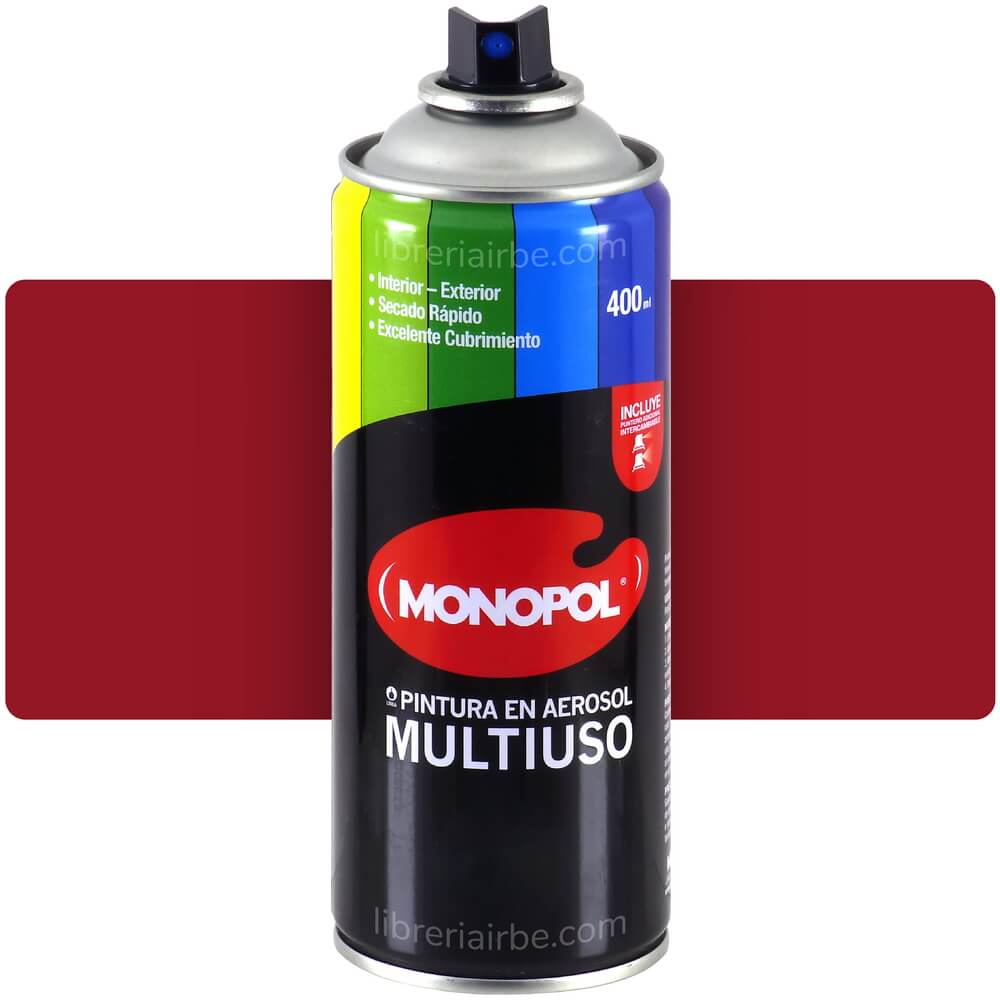 Pintura en Aerosol, Spray, Multiuso, Monopol, Bote de 400 ml, Color Pleno - Rojo Fuko