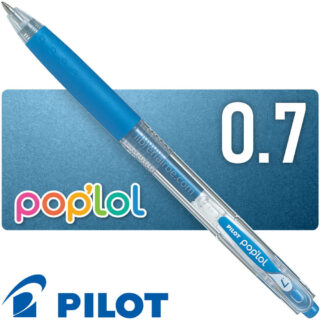 Bolígrafo, Micropunta de Tinta Gel, Retráctil, Punta Media de 0.7 mm, PILOT pop’lol – Azul Metálico