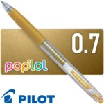Bolígrafo, Micropunta de Tinta Gel, Retráctil, Punta Media de 0.7 mm, PILOT pop’lol – Oro Metálico
