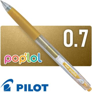 Bolígrafo, Micropunta de Tinta Gel, Retráctil, Punta Media de 0.7 mm, PILOT pop’lol – Oro Metálico