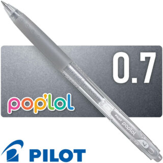 Bolígrafo, Micropunta de Tinta Gel, Retráctil, Punta Media de 0.7 mm, PILOT pop’lol – Plata Metálico