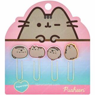 Clips Metálicos con Diseños, Pusheen, Mooving at Work, Set de 4 Piezas