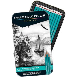 Lápices de Grafito para Dibujo Prismacolor Premier Turquoise, Lata de 12 Piezas – Medium (4B a 6H)
