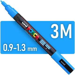 Marcador uni-POSCA PC-3M, Punta Fina (0.9-1.3 mm) - Azul Claro