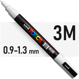 Marcador Multisuperficie uni-POSCA PC-3M, Punta Fina (0.9 – 1.3 mm) - Blanco