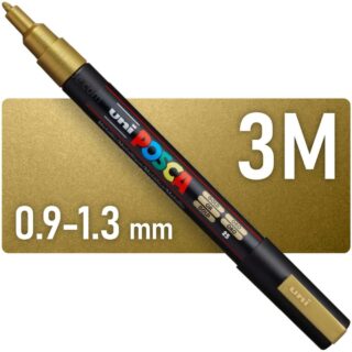 Marcador Multisuperficie uni-POSCA PC-3M, Punta Fina (0.9 – 1.3 mm) - Dorado Metálico