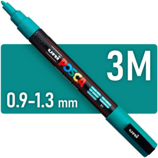 Marcador Multisuperficie uni-POSCA PC-3M, Punta Fina (0.9 – 1.3 mm) - Esmeralda