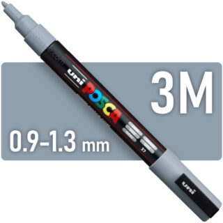 Marcador Multisuperficie uni-POSCA PC-3M, Punta Fina (0.9 – 1.3 mm) - Gris