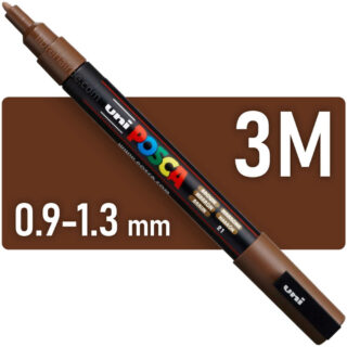 Marcador Multisuperficie uni-POSCA PC-3M, Punta Fina (0.9 – 1.3 mm) - Marrón