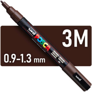Marcador Multisuperficie uni-POSCA PC-3M, Punta Fina (0.9 – 1.3 mm) - Marrón Oscuro