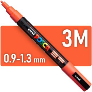 Marcador Multisuperficie uni-POSCA PC-3M, Punta Fina (0.9 – 1.3 mm) - Naranja