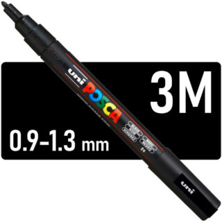 Marcador Multisuperficie uni-POSCA PC-3M, Punta Fina (0.9 – 1.3 mm) - Negro