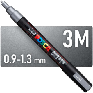 Marcador Multisuperficie uni-POSCA PC-3M, Punta Fina (0.9 – 1.3 mm) - Plateado Metálico
