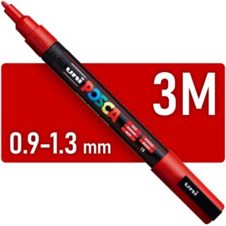 Marcador Multisuperficie uni-POSCA PC-3M, Punta Fina (0.9 – 1.3 mm) - Rojo