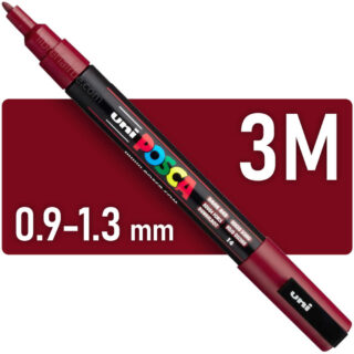 Marcador Multisuperficie uni-POSCA PC-3M, Punta Fina (0.9 – 1.3 mm) - Rojo Oscuro