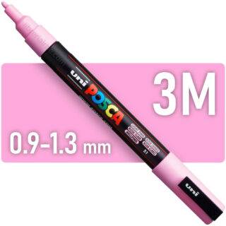 Marcador Multisuperficie uni-POSCA PC-3M, Punta Fina (0.9 – 1.3 mm) - Rosa Claro