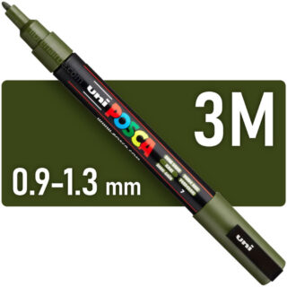 Marcador Multisuperficie uni-POSCA PC-3M, Punta Fina (0.9 – 1.3 mm) - Verde Kaki