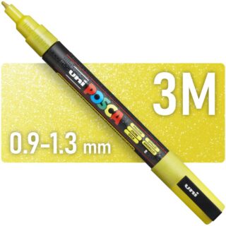 Marcador uni-POSCA PC-3ML, Punta Fina (0.9 – 1.3 mm) - Amarillo con Glitter