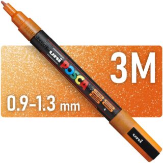 Marcador uni-POSCA PC-3ML, Punta Fina (0.9 – 1.3 mm) - Naranja con Glitter