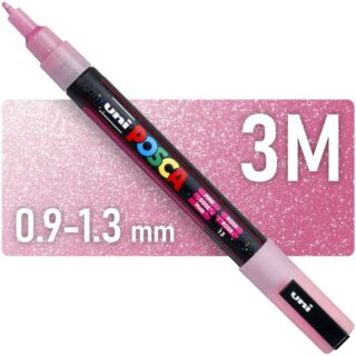 Marcador uni-POSCA PC-3ML, Punta Fina (0.9 – 1.3 mm) - Rosa con Glitter